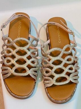 Andiamo Gold Crystal Multi-Strap Sandals